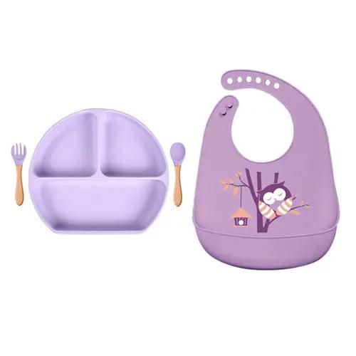 4/6/8 Pcs Baby Soft Silicone Bib Cartoon Printed Bibs Sucker Bowl - Get Me Products