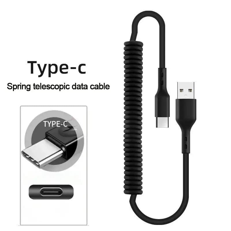 40w 5a Usb Type C Data Cable Micro Usb Spring Pull Telescopic Fast - Get Me Products