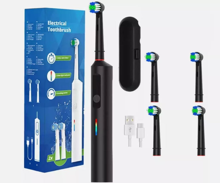 Toothbrush Electric Rechargeable Pro Rotating Brush Heads Timer Modes USB - Get Me Products