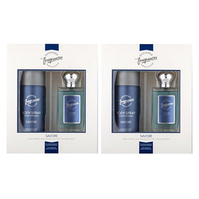 Designer Fragrances Ventus Male Twin Gift Set - Includes 2 x 150ml Body Spray Deodorant Cans, 2 x 50 ml Men’s Eau De Parfum Aftershave Sprays - For Instant Freshness on The Go - Long Lasting Smells