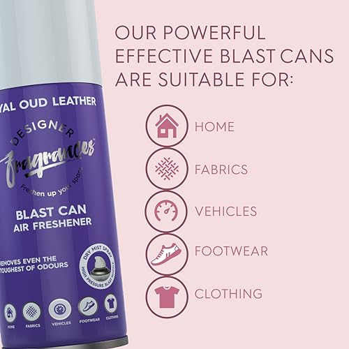 Designer Fragrances Fleur Blast Can – Air Freshener & Sanitiser, Use in the Car, At Home, On Furniture, On Shoes – Dry Mist Quick Release Spray – Spray Once to Deodorize & Neutralise Smells – 400ml