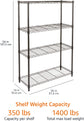 4-Shelf Storage Unit with Height Adjustable Shelves and Levelling Feet, 640 Kg Max Weight, Black, 35.6 Cm D X 91.4 Cm W X 137.1 Cm H