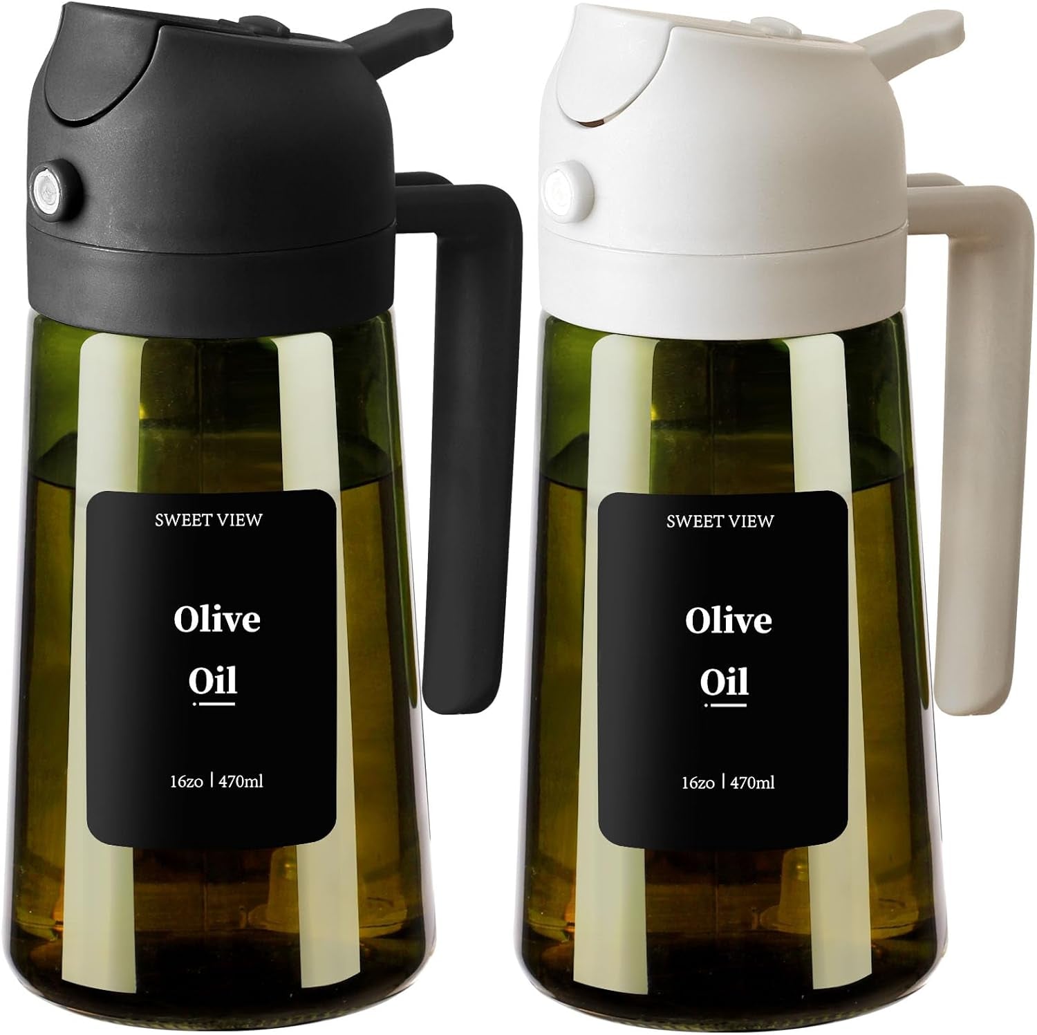 Olive Oil Dispenser and Sprayer, 16Oz/470Ml Glass Light-Proof Pour Bottle, Kitchen Gadgets Accessories for Air Fryer, Cooking, Salad, and BBQ