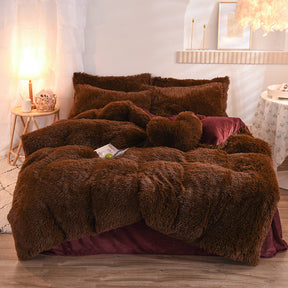 Luxury Thick Fleece Duvet Cover Queen King Winter Warm Bed Quilt Cover Pillowcase Fluffy - Get Me Products