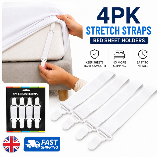 4 Pack Stretch Straps Adjustable Elastic Sheet Grippers Bed Sheet Holders White