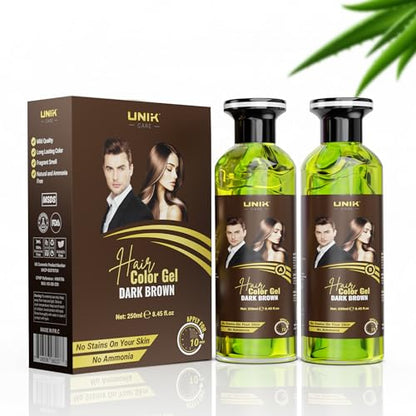 UNIK Care Brown Hair & Beard Colour Gel – Ammonia-Free, 2x250ml