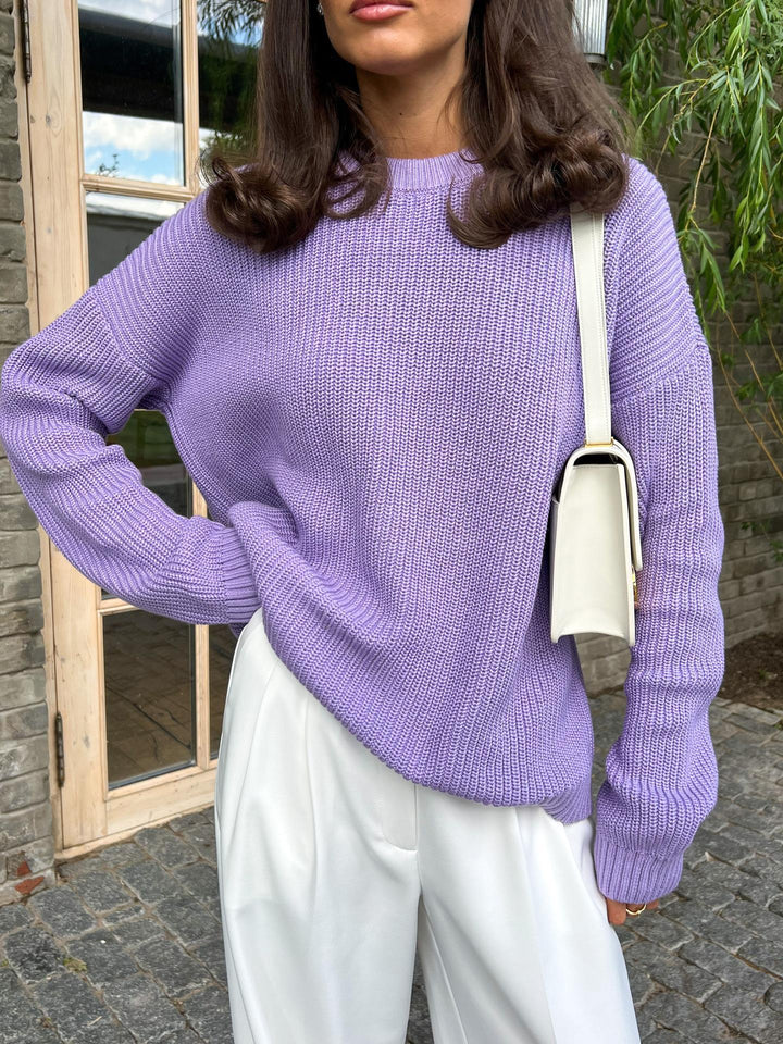 AliExpress Amazon Women's Knitwear Round Neck Loose Solid Color Popular Cross border Autumn and Winter European and American Women's Sweater New Product - Get Me Products