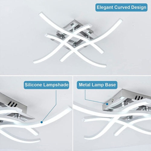 Ceiling Light 4 Wave Lights Modern Kitchen Living Room Bedroom Lamp LED Dimmable - Get Me Products
