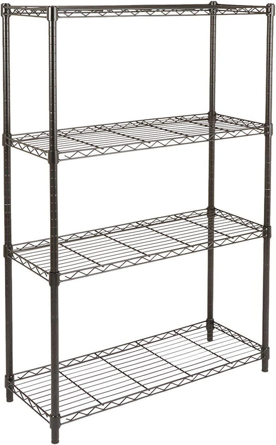 4-Shelf Storage Unit with Height Adjustable Shelves and Levelling Feet, 640 Kg Max Weight, Black, 35.6 Cm D X 91.4 Cm W X 137.1 Cm H