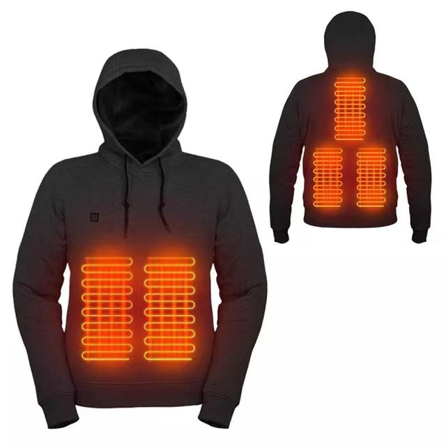 Cross Border Hooded Heating Sweatshirt Heating Clothing Men's USB Heating Sweatshirt Thermal Outdoor Casual Clothing Electric Heating - Get Me Products