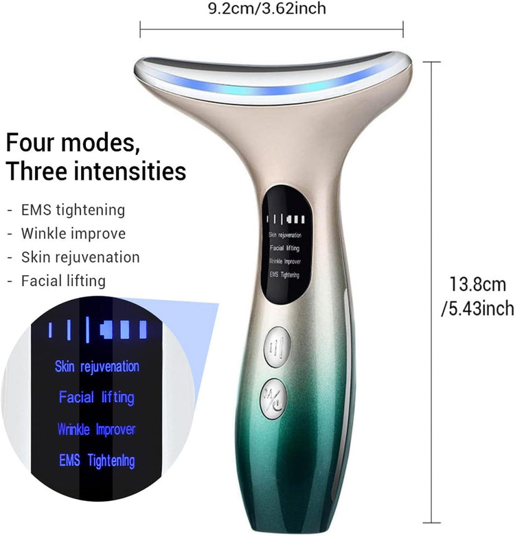 Face Massager，Anti-Wrinkle Face Device，Portable Skin Tightening Beauty Toning Device with 45 ±5°C Heat and 4 Massage Modes for Skintightening & Neck Lifting EMS Massage Face Toning Firming (Gradient)