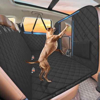 High Barrier Back Seat Extender for Cars, Hard Bottom Dog Car Seat Cover Holds 420Lbs, Backseat Protector Pet Bed, Waterproof Dog Hammock for Suvs and Trucks