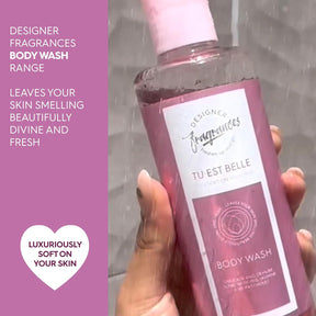 Designer Fragrances 3 Pack Tu Est Belle Bundle - Women's Feminine Body Wash, Deodorant Body Sprays & Mist Sprays - For Instant Freshness, Silky Soft, Beautifully Smelling Fresh Skin, Revitalizing