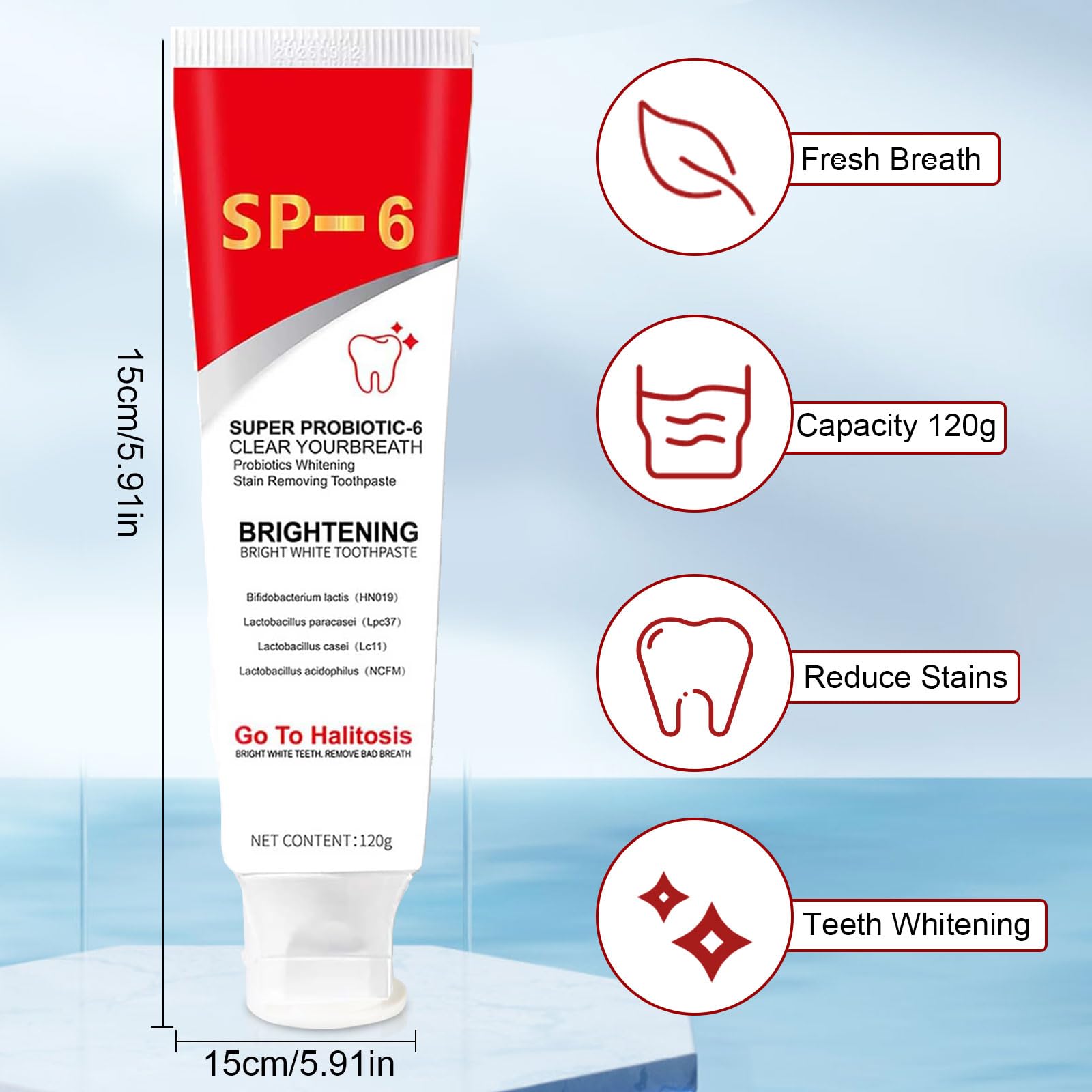 SP-6 Ultra Whitening Toothpaste 120g, Probiotics Toothpaste Sp-6 Brightening, Sp6 Teeth Whitening Toothpaste,Deep Cleaning&Fresh Breath Oral Care