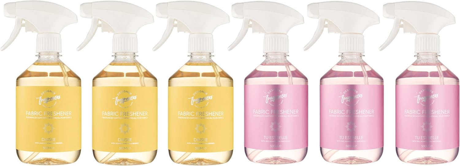 Designer Fragrances 6 Pack Daisee & Tu Est Belle Fabric Freshener - Fragranced Light Mist Fresheners All Household Fabrics Leaving Fresh Smelling & Breezy For Days – 500ml