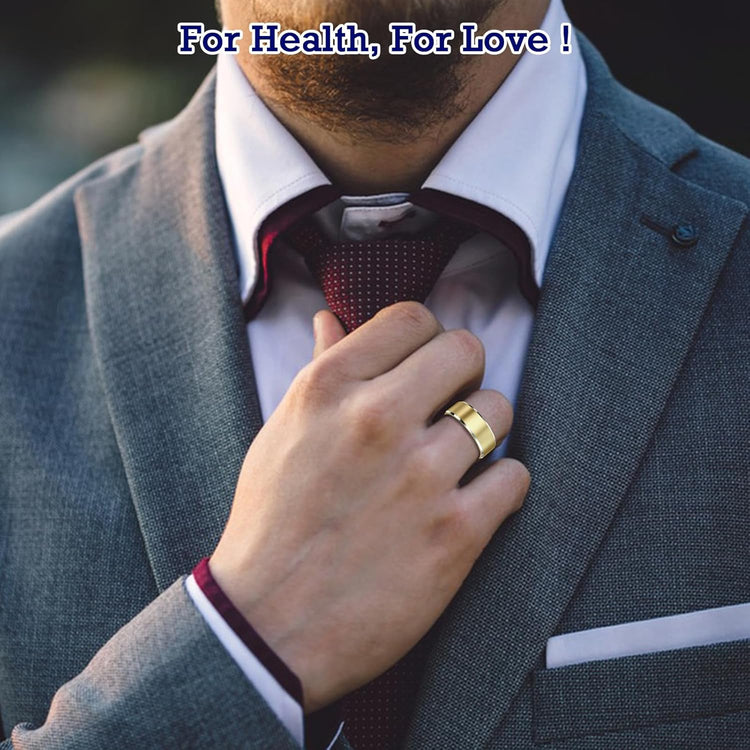 Smart Ring Health Tracker, Sleep Tracker Ring with Heart Rate, Waterproof Fitness Ring for Activity Monitoring/Steps/Distance/Calories,Air Gestures,Up to 7-Day Battery,For Ios Android (Light Gold,