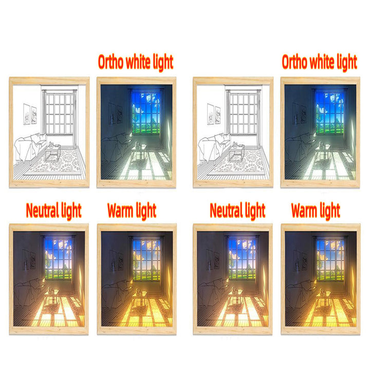 LED Decorative Light Painting Bedside Picture Style Creative Modern Simulate Sunshine Drawing Night Light Gift - Get Me Products