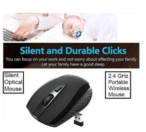 2.4GHz BLACK WIRELESS USB MOUSE SCROLL CORDLESS OPTICAL FOR PC LAPTOP UK - Get Me Products