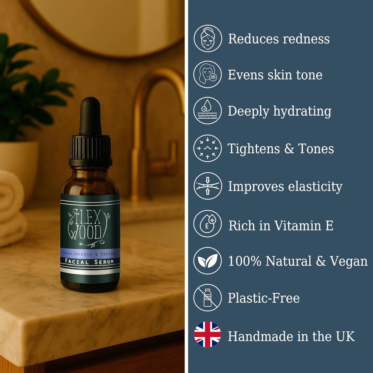 Revitalize Your Skin with 100% Natural Frankincense & Bergamot Facial Serum - Vegan, Moisturizing, Anti-Aging Formula for Men & Women, 20ml