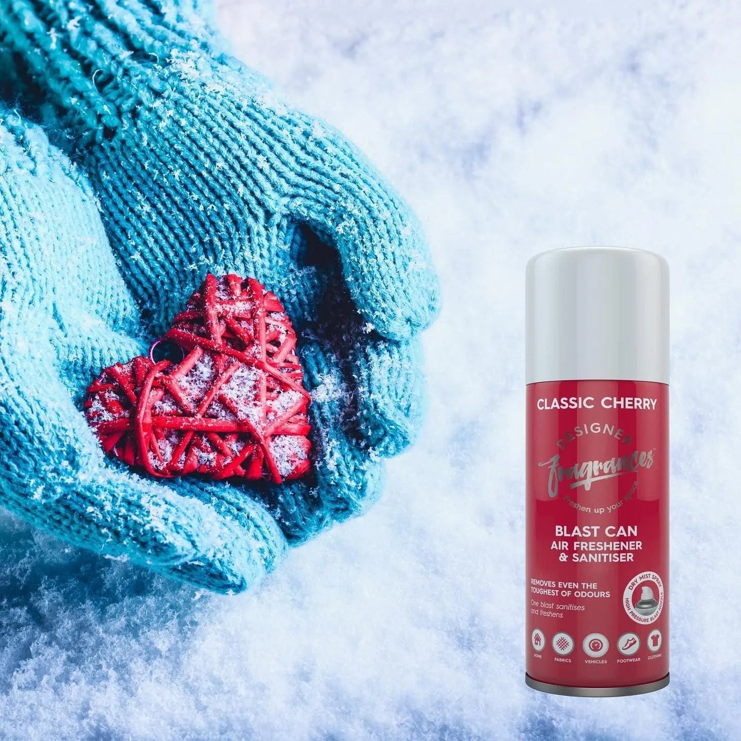 Designer Fragrances 4 Pack Classic Cherry Air Freshener Blast Cans - For Home & Vehicles – Natural Oils, Luxury Lasting Smell, Dry Mist Quick Release Spray – Deodorise & Neutralise Odours – 300ml - Get Me Products