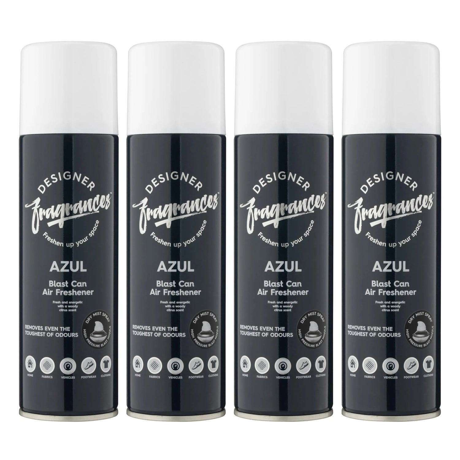 Designer Fragrances 4 Pack Classic Cherry Air Freshener Blast Cans - For Home & Vehicles – Natural Oils, Luxury Lasting Smell, Dry Mist Quick Release Spray – Deodorise & Neutralise Odours – 300ml - Get Me Products