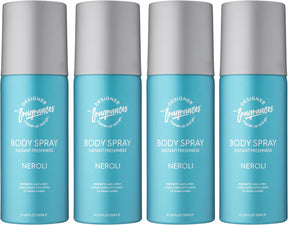 Designer Fragrances 4 Pack Neroli Men's Body Spray Deodorant Cans - For Instant Freshness on The Go - Long Lasting Smell - Great Male Gift Sets - 150ml