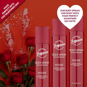 Designer Fragrances 6 Pack Assorted Aromas Bundle - Rouge, Only One & Peony - Women's Body Spray Deodorant Cans - For Instant Freshness On The Go - Long Lasting Smell, Great Gifts - 100ml