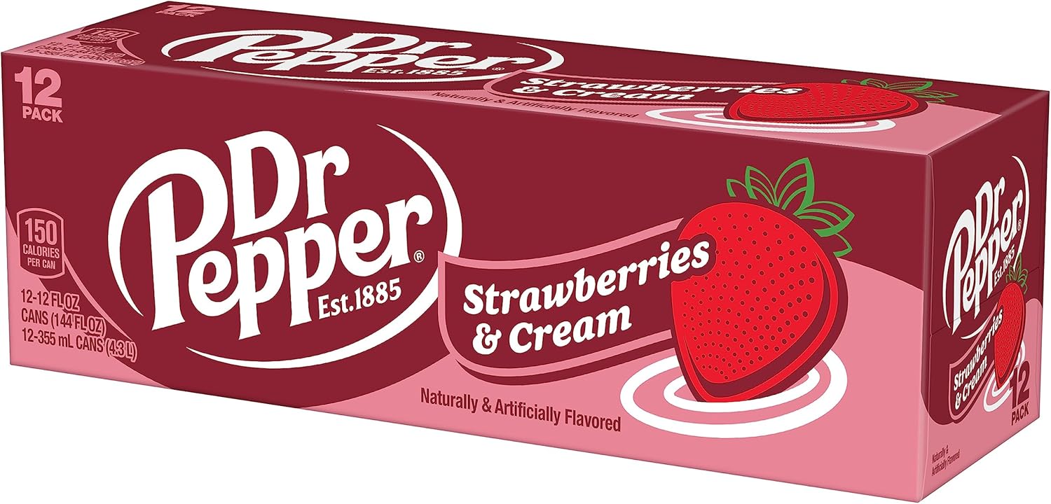 Dr Pepper Strawberries and Cream Soda, 12 fl oz cans, 12 Pack - Get Me Products