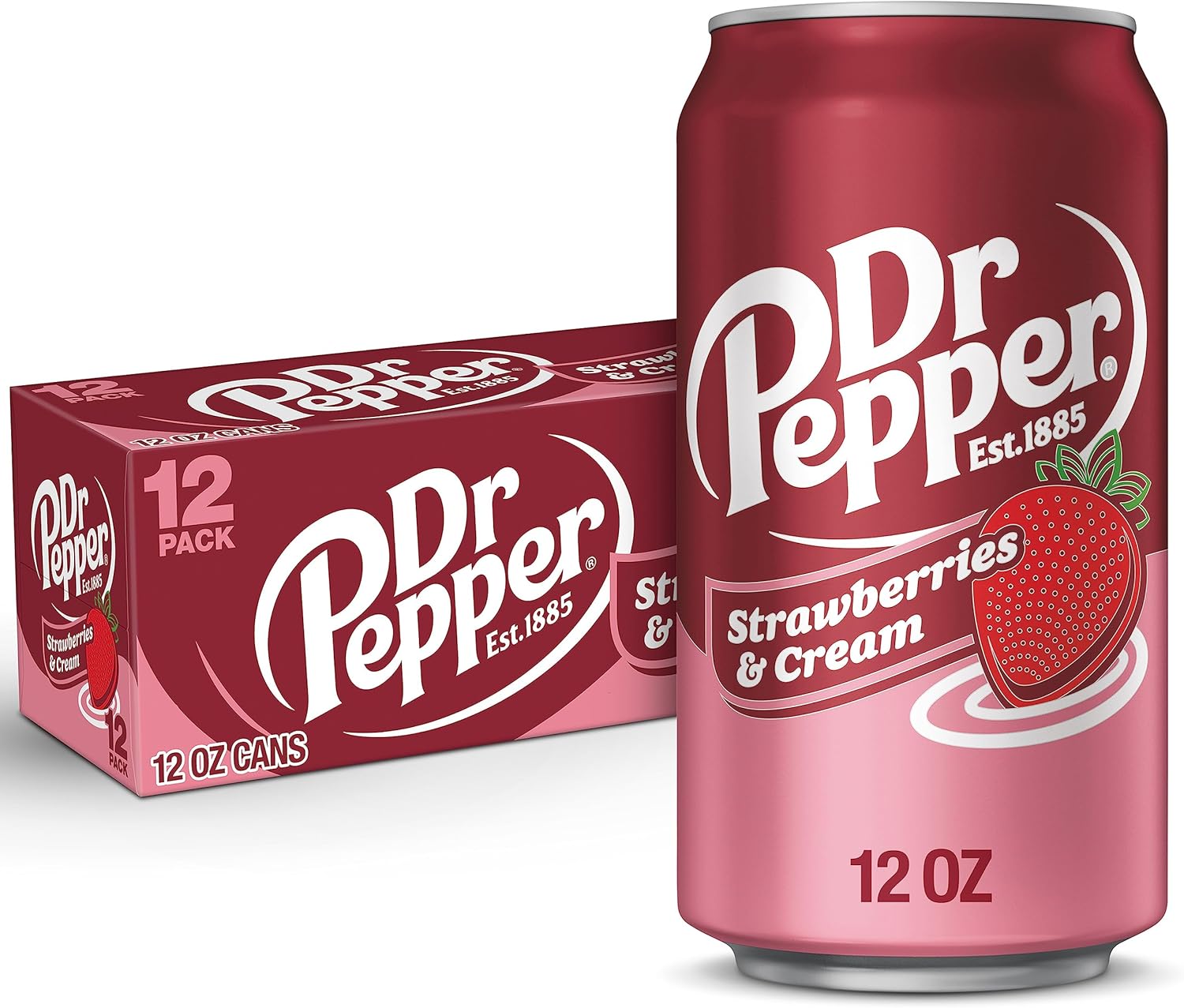Dr Pepper Strawberries and Cream Soda, 12 fl oz cans, 12 Pack - Get Me Products