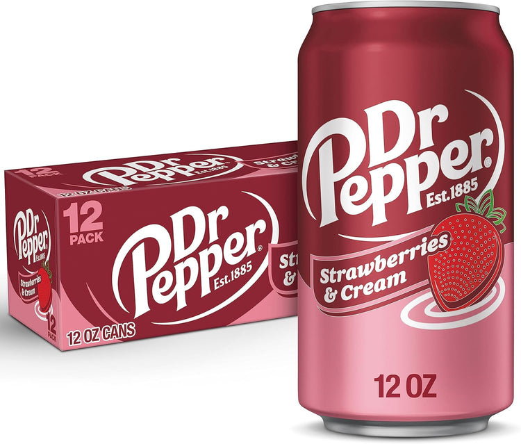 Dr Pepper Strawberries and Cream Soda, 12 fl oz cans, 12 Pack - Get Me Products