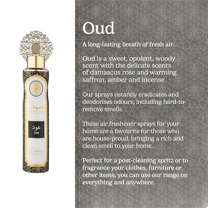 Dubai Air Freshener Safaa Amal, Emaan, Malika & Oud Luxury Designer Fragrances - Natural Oil Air Freshener 300ml - Perfume, Aroma, Scented - Get Me Products