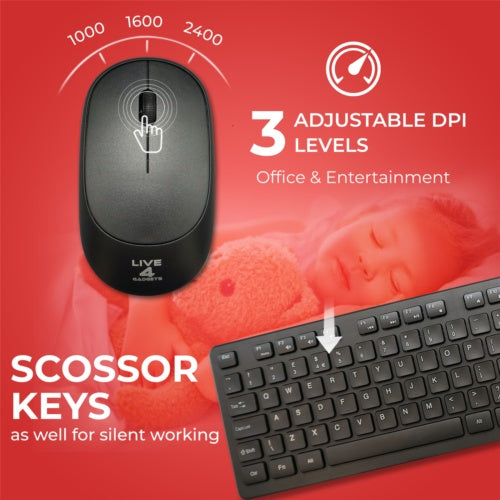 2.4GHz Wireless Keyboard And Mouse Set UK USB Dongle For PC Laptop Full-Size NEW - Get Me Products