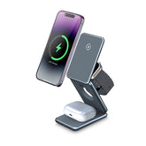 3-in-1 Folding Magnetic Wireless Charger for Mobile Phones, Headsets, and Watches - Cross-Border Compatible - 15W Fast Charging - Get Me Products