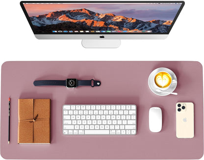 Leather Desk Pad Protector, Waterproof Mouse Pad, PU Desk Mat, Office Desk Cover, Desk Writing Mat for Office/Home/Work/Cubicle (Purple/Pink) 23.6X13.7In
