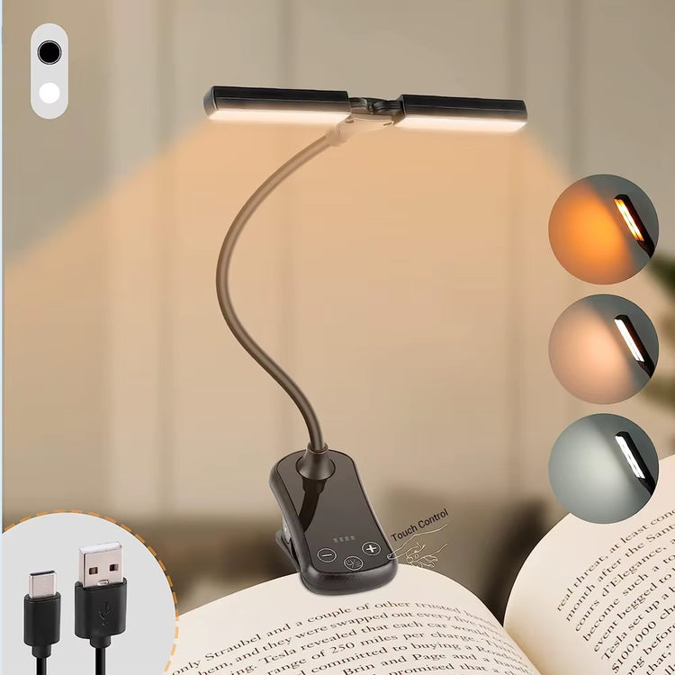 14 LED Clip on Book Light 3 Colors 8 Brightness Usb Rechargeable Night Light Portable Reading Light Book Lamp Mini Desk Lamp