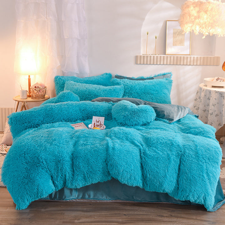 Luxury Thick Fleece Duvet Cover Queen King Winter Warm Bed Quilt Cover Pillowcase Fluffy - Get Me Products
