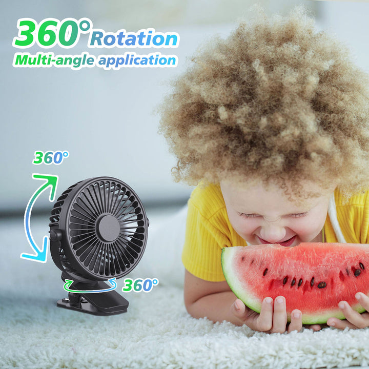 Portable Clip On Fan Battery Operated, Small Powerful USB Desk Fan, 3 Speed Quiet Rechargeable Mini Table Fan, 360 Rotate Cooling Fan For Home Office Travel Outdoor&Indoor Treadmill - Get Me Products