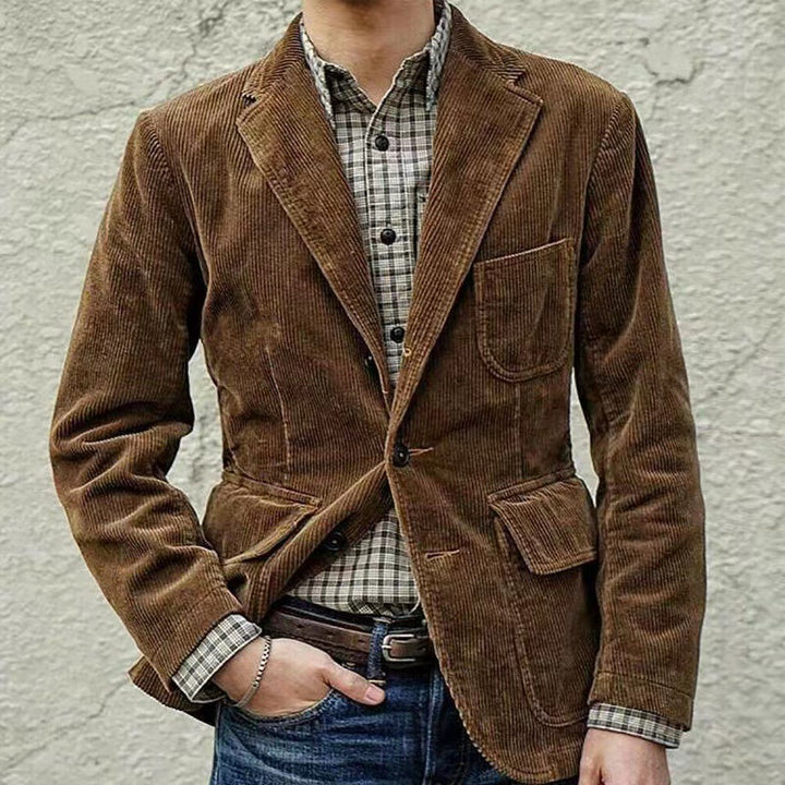 Corduroy Jacket Winter Solid Color Casual Blazer Fashion Warm Men Coat - Get Me Products