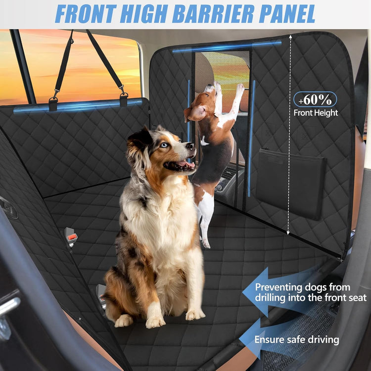 High Barrier Back Seat Extender for Cars, Hard Bottom Dog Car Seat Cover Holds 420Lbs, Backseat Protector Pet Bed, Waterproof Dog Hammock for Suvs and Trucks