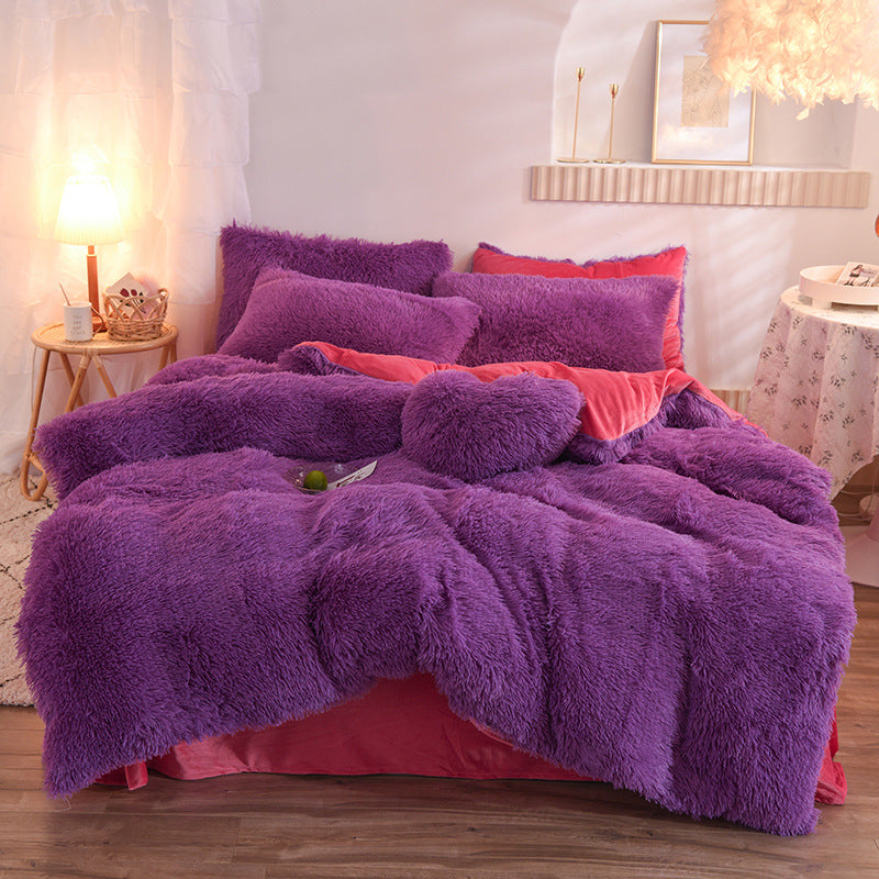 Luxury Thick Fleece Duvet Cover Queen King Winter Warm Bed Quilt Cover Pillowcase Fluffy - Get Me Products