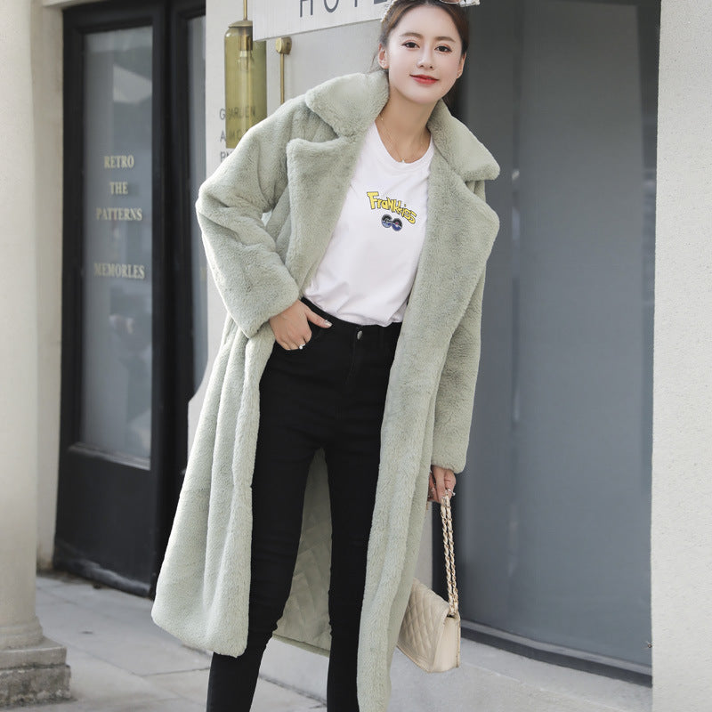 Winter Fashion New High Quality Imitation Velvet Fur Long Coat for Women with Cotton Warm Mink Skin Cashmere Coat - Get Me Products