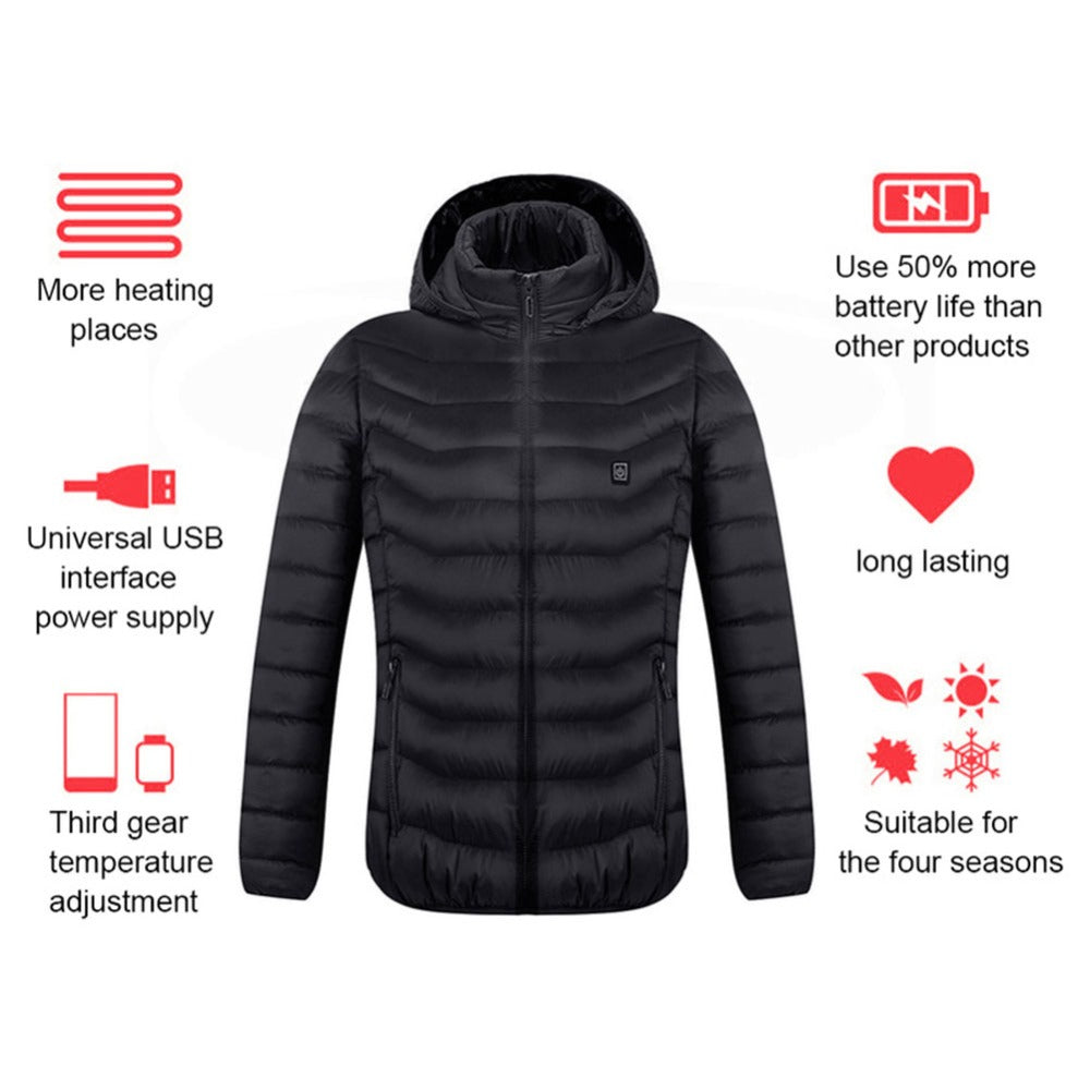 New Heated Jacket Coat USB Electric Jacket Cotton Coat Heater Thermal Clothing Heating Vest Men's Clothes Winter - Get Me Products