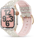 Compatible with Apple Watch Band 38Mm 40Mm 42Mm 44Mm with Case, Glitter Strap for Women, Sweatproof Genuine Leather and Silicone Band for Iwatch Series 6/5/4/3/2/1