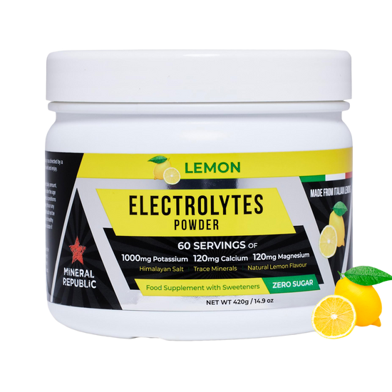 ELECTROLYTES POWDER for Hydration & Recovery – No Sugar, High Magnesium & Potassium, Himalayan Salt, Tasty Lemon - 420g