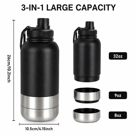 2 Pack Pet Travel Water Bottles Portable Dog Drinking Bottle Black & Green