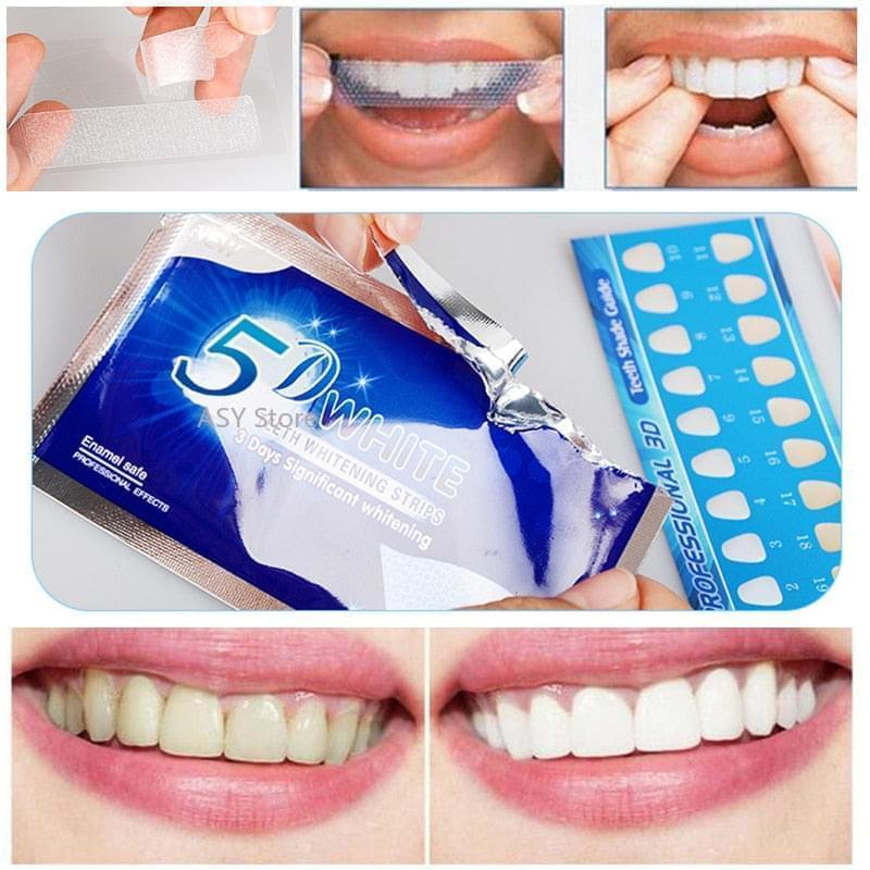 5D Gel Teeth Whitening Strips White Tooth Dental kit Oral Hygiene Care Strip for false Teeth Veneers Dentist seks Whiten gel - Get Me Products