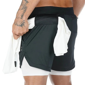 Running Shorts Men 2 In 1 Double-deck Quick Dry GYM Sport Shorts Fitness Jogging Workout Shorts Men Sports Short Pants - Get Me Products