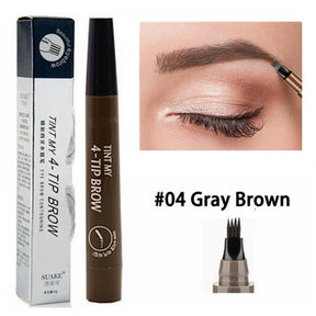 Waterproof 4 Points Eyebrow Pen - Dark Brown Liquid Brow Pencil for Microblading - Long-lasting and Waterproof Eyebrow Tattoo Pen - Available in 5 Colors - Cosmetic Essential - Get Me Products