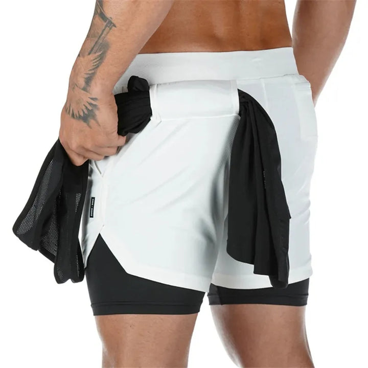 Running Shorts Men 2 In 1 Double-deck Quick Dry GYM Sport Shorts Fitness Jogging Workout Shorts Men Sports Short Pants - Get Me Products