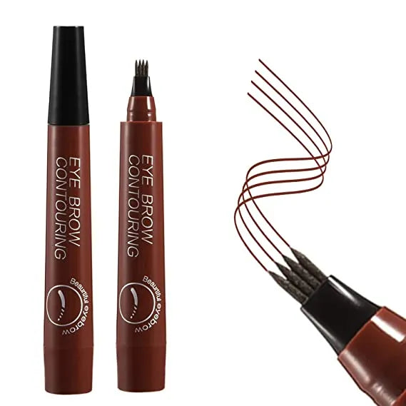 Waterproof 4 Points Eyebrow Pen - Dark Brown Liquid Brow Pencil for Microblading - Long-lasting and Waterproof Eyebrow Tattoo Pen - Available in 5 Colors - Cosmetic Essential - Get Me Products